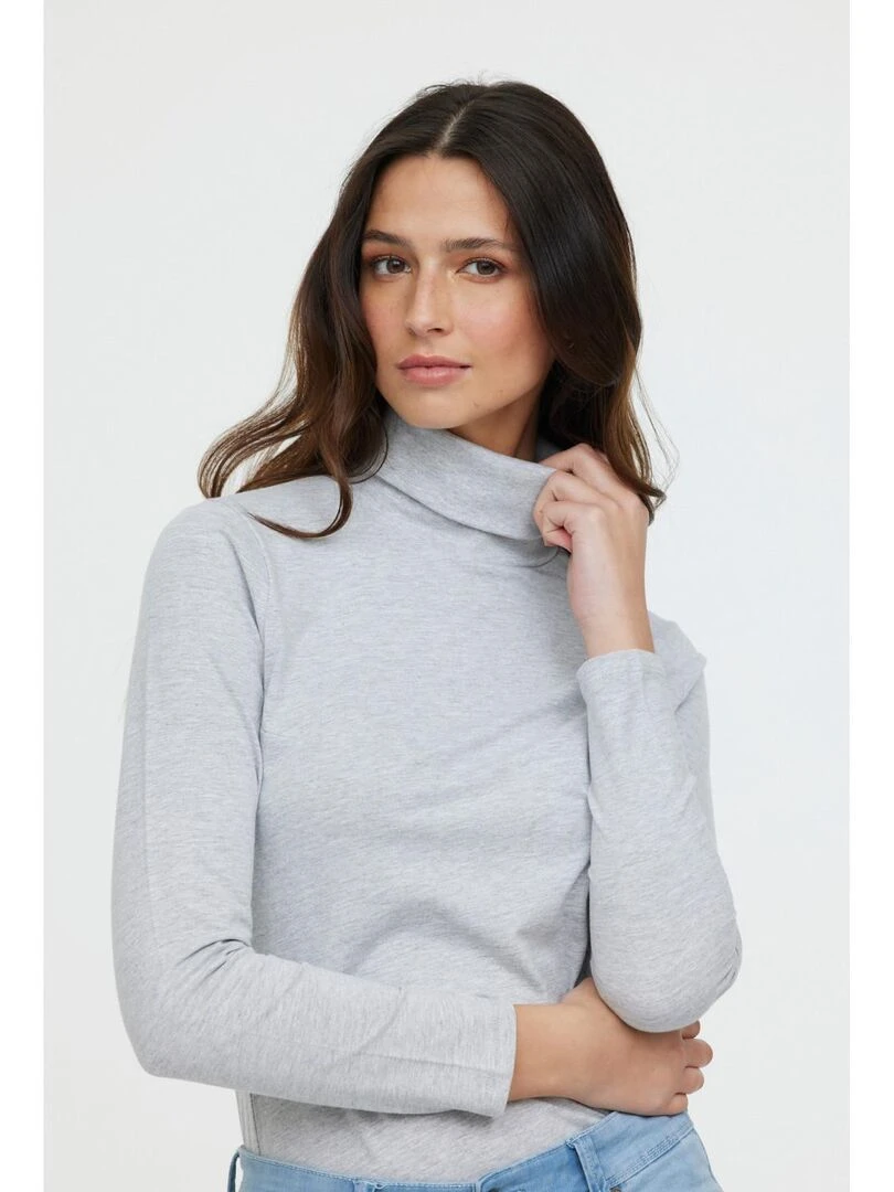 Lee Cooper   T Shirt manches longues coton slim ASLI   Gris chiné