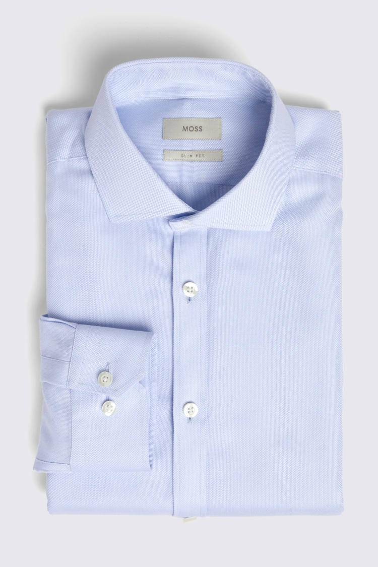 Slim Fit Sky Dobby Textured Non Iron Shirt   Buy Online at Moss