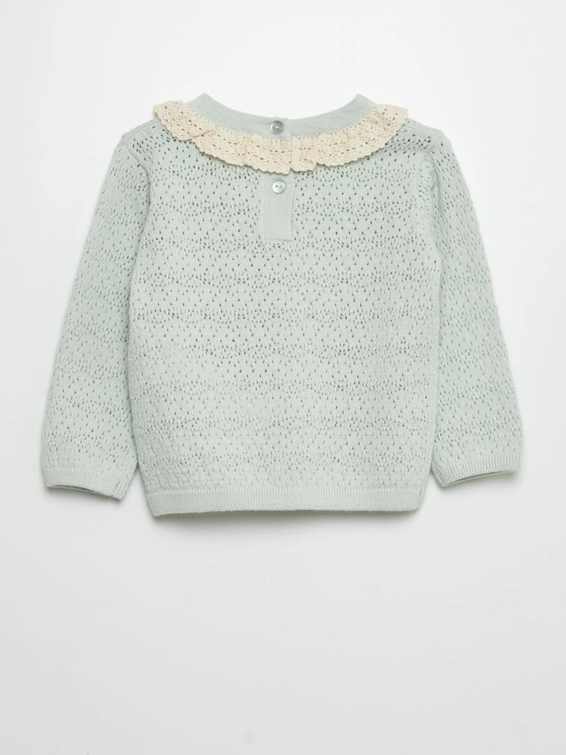 Pull avec col macramé Bleu