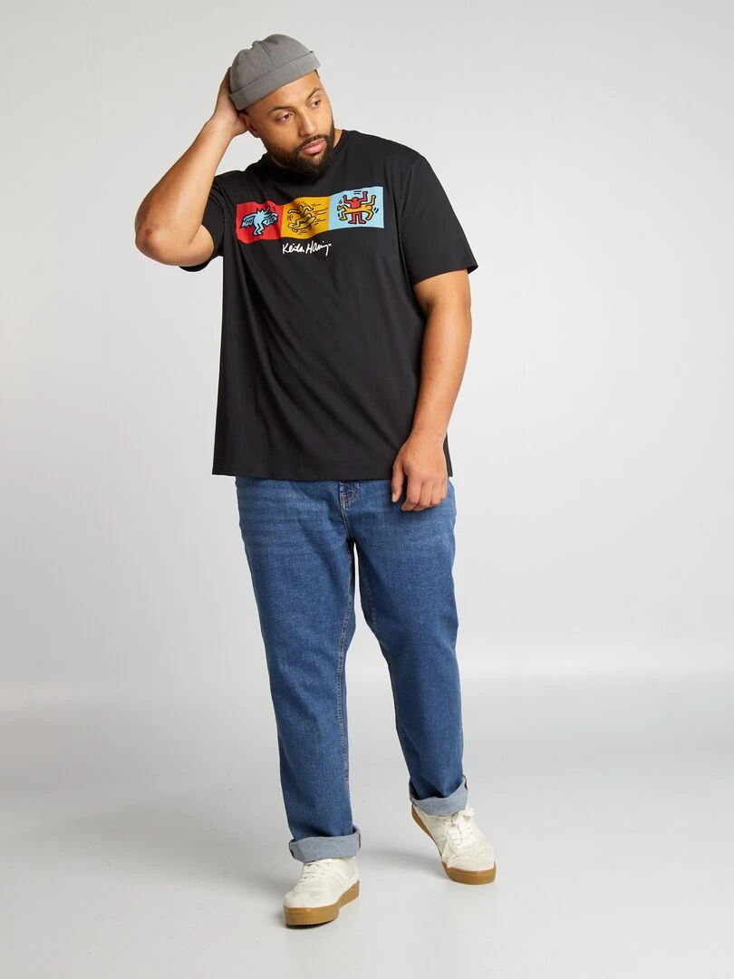 T shirt 'Keith Haring' à col rond   noir