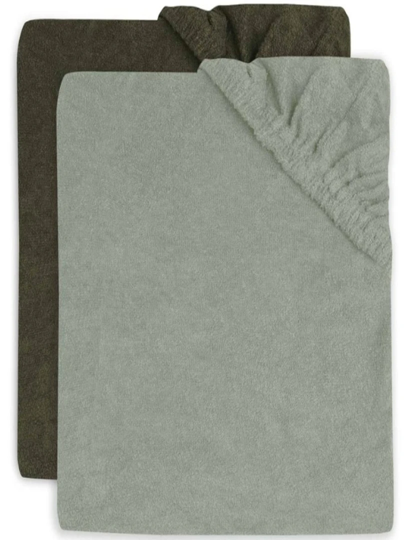 Lot de 2 housses de matelas à langer en éponge Ash Green/Leaf Green (50 x 70 cm) Vert