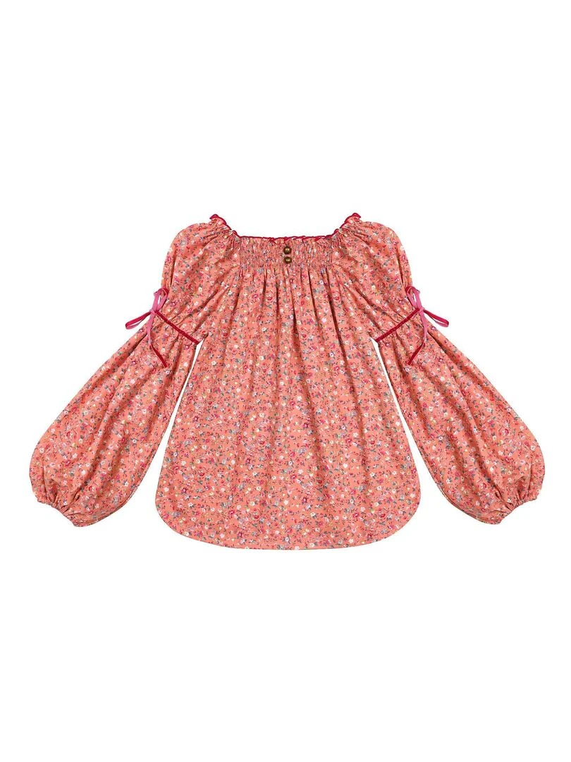 Blouse intersaison col smocks   liberty    CHIMENE   'LA FAUTE A VOLTAIRE'   Abricot