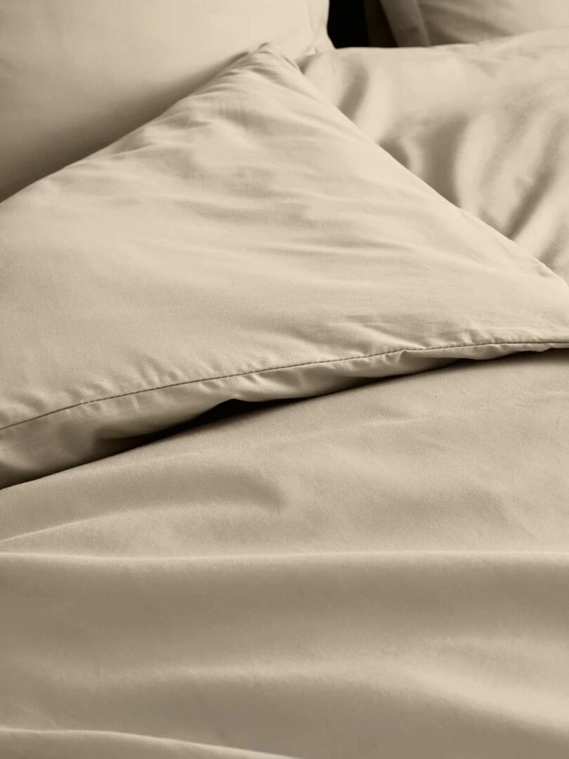 Housse de couette en percale de coton uni Beige sable
