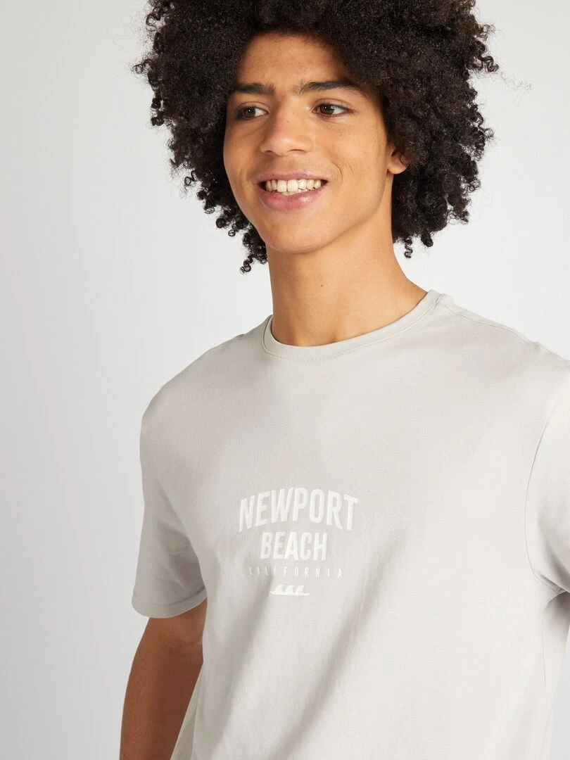 T shirt en jersey à col rond Gris