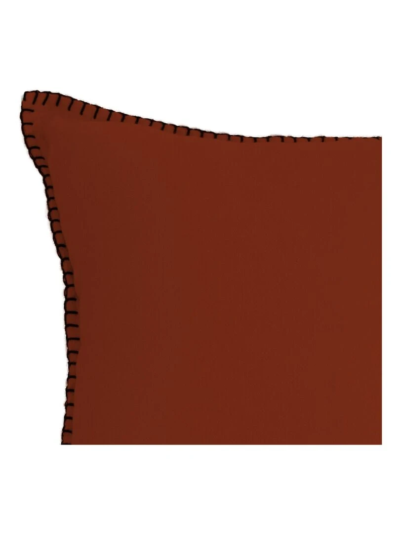 Coussin coton et bourdon noir Rouge brique