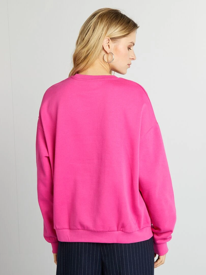 Sweat en molleton avec imprimé   Rose