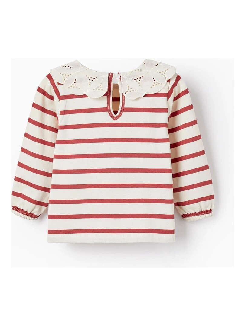 T shirt à manches longues en coton pour bébé fille ATLANTIC COMPANY Rouge foncé