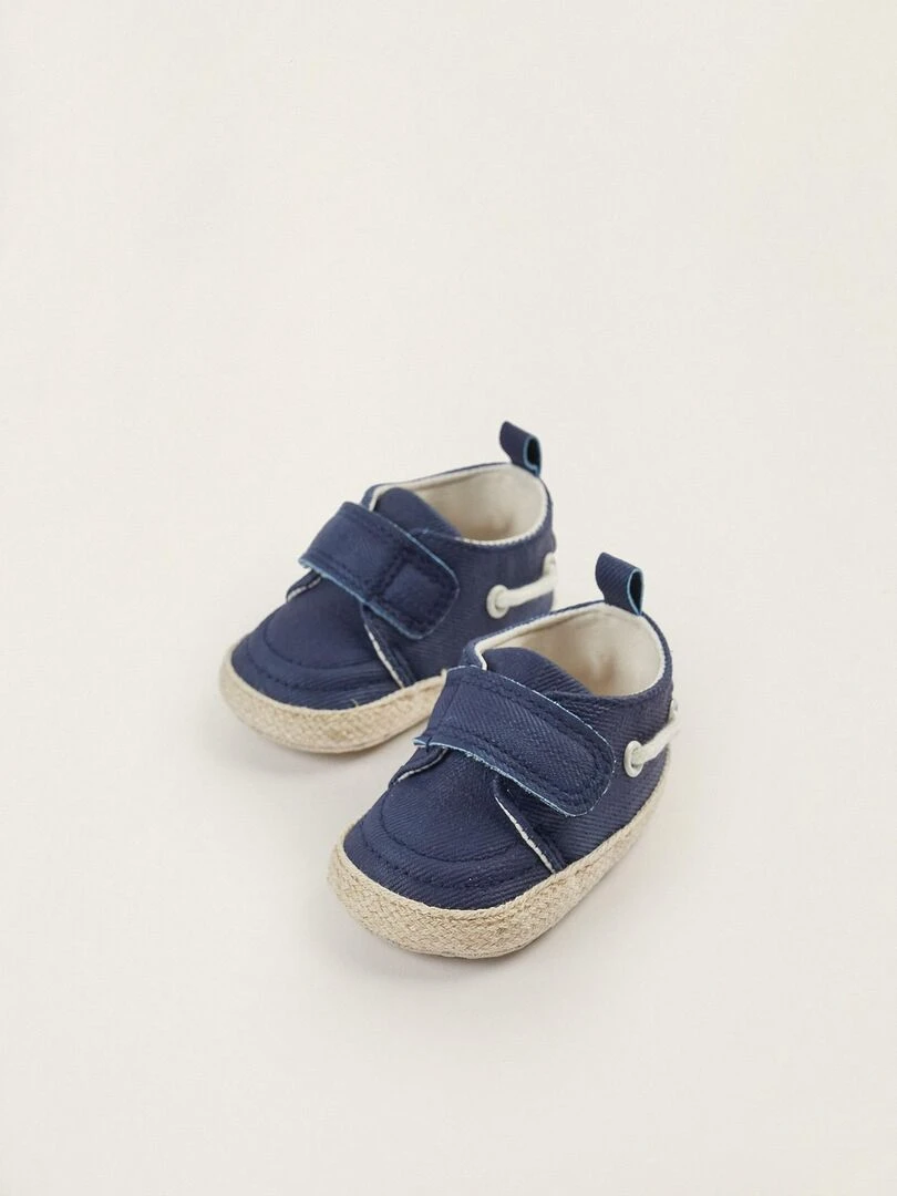 Baskets en tissu pour nouveau né ATLANTIC COMPANY Bleu foncé