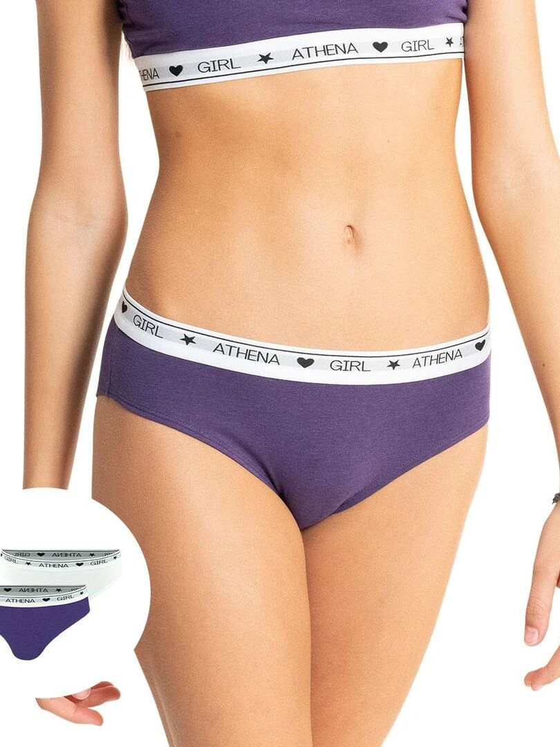 Lot de 2 slips fille Coton Ultra Doux Fille Blanc Violet