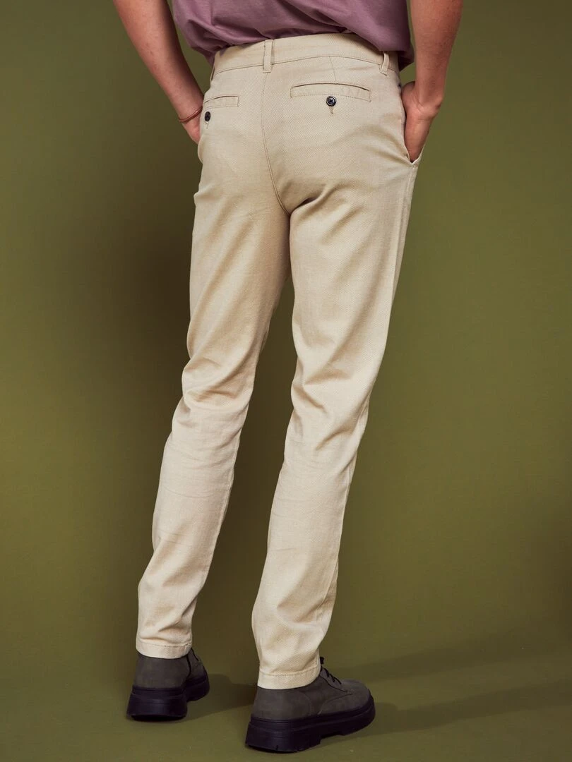 Pantalon slim en jacquard   beige