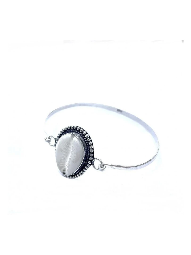 Bracelet jonc en argent et coquillage cauri Bijoucolor Blanc