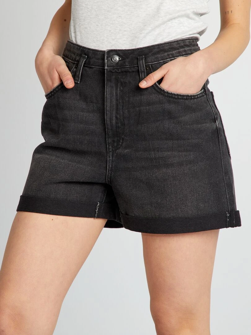 Short en jean Noir