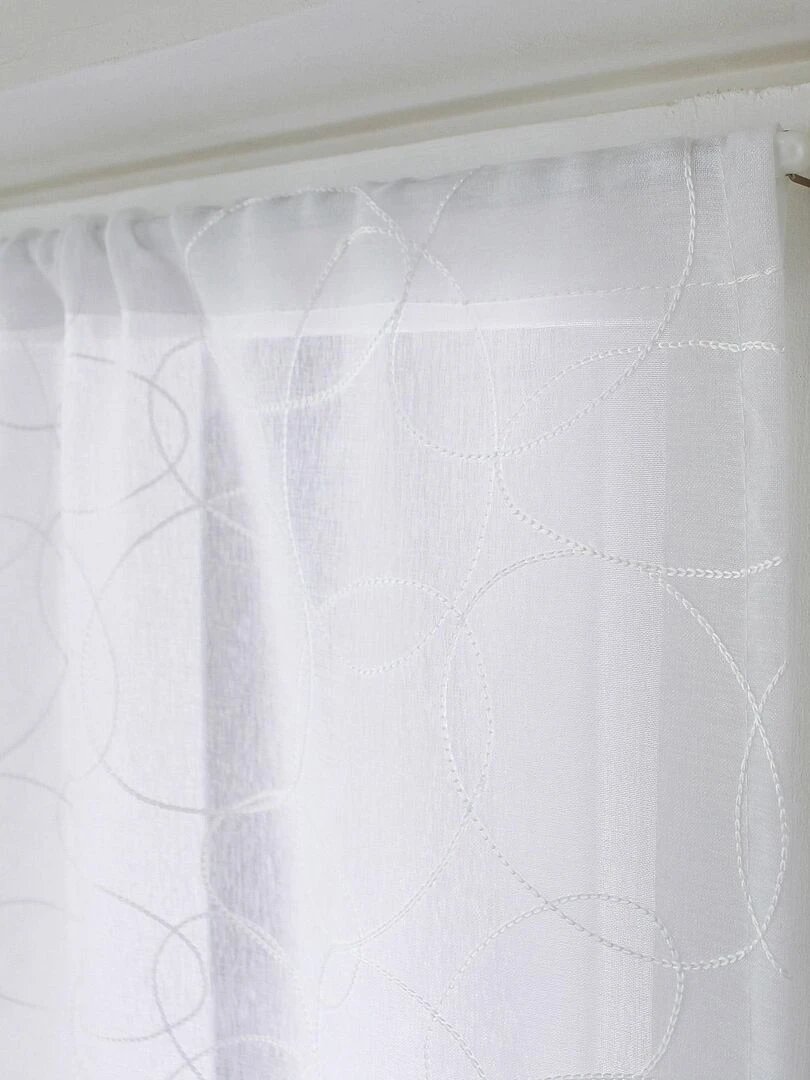 Paire de vitrages brodée de sphères Blanc