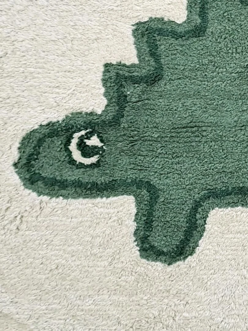 Future Home   Tapis enfant en coton tufté blanc et vert   Blanc