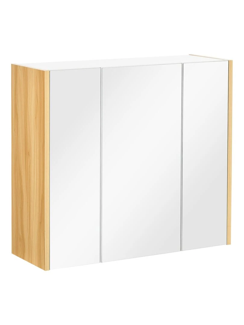 Armoire miroir salle de bain 3 portes 4 étagères réglables blanc Blanc