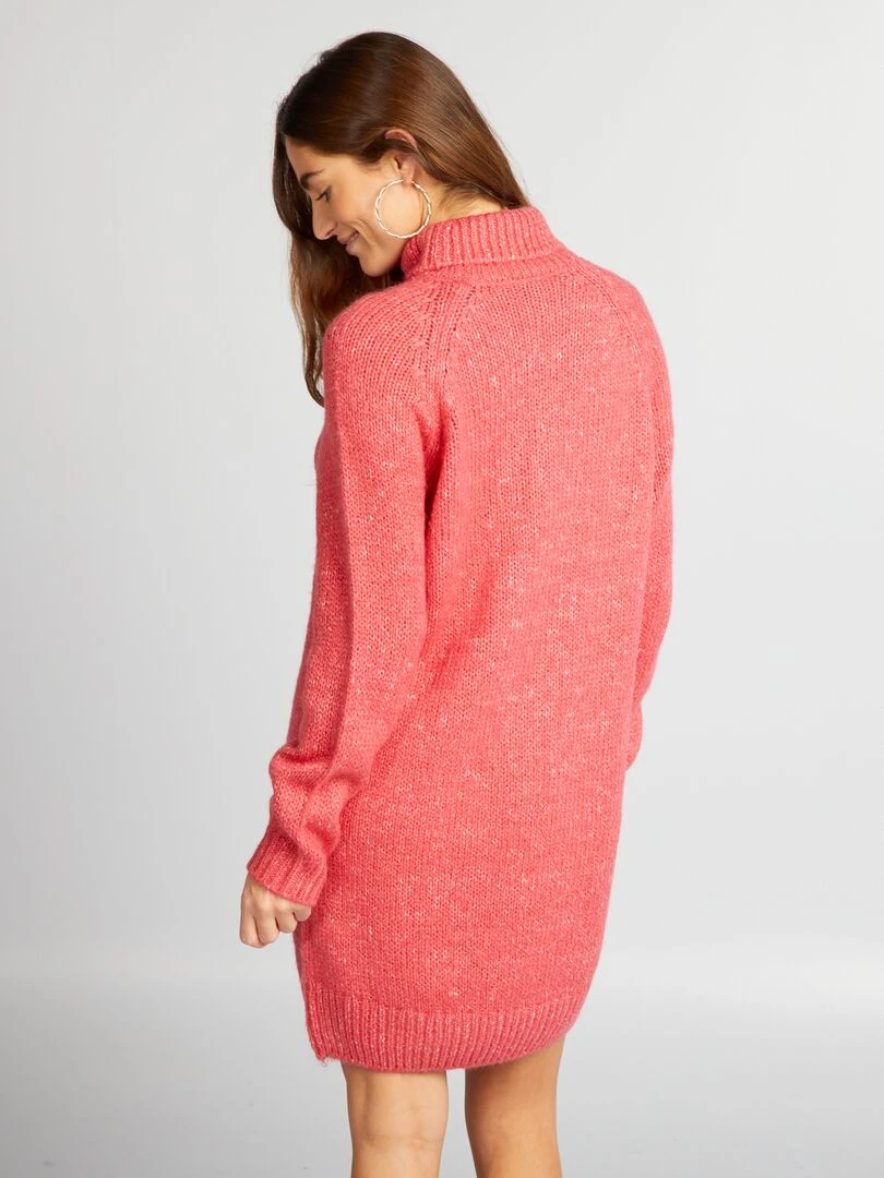 Robe pull courte en maille   Rose