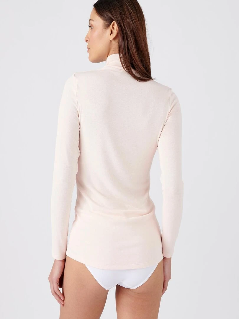 T shirt col montant fine côte  Thermolactyl Sensitive   Damart   Rose pâle