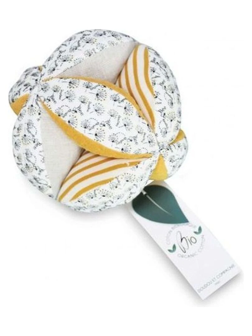 Doudou Doudou et Compagnie Bio Beige et jaune Balle 15 x 15 cm Pollen l'abeille Beige