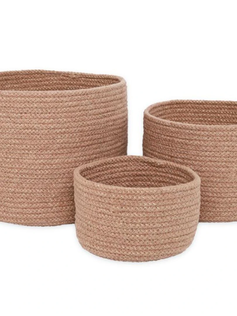 Lot de 3 paniers de rangement Ilse amande Beige