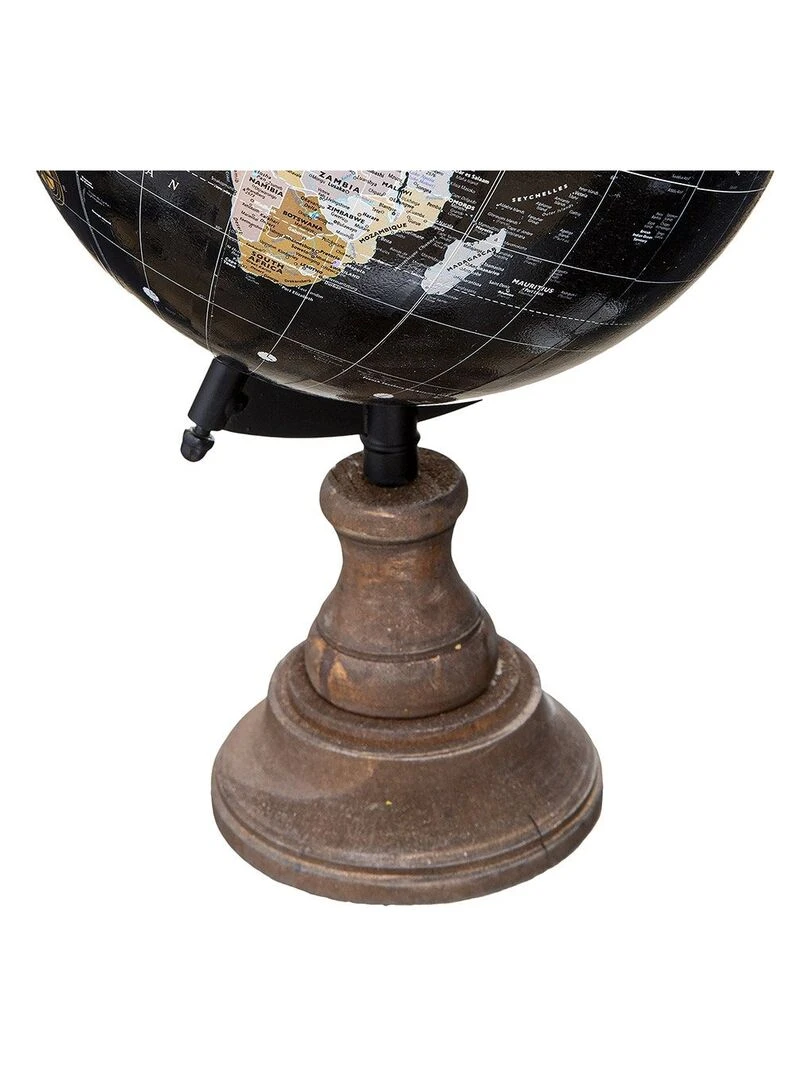 Globe terrestre base bois H32 Noir