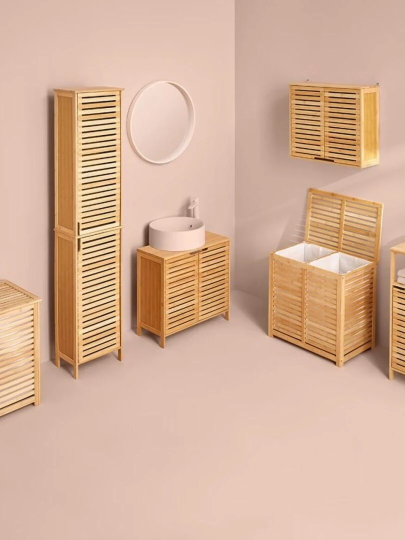 Meuble haut de salle de bain Sicela bambou   Beige