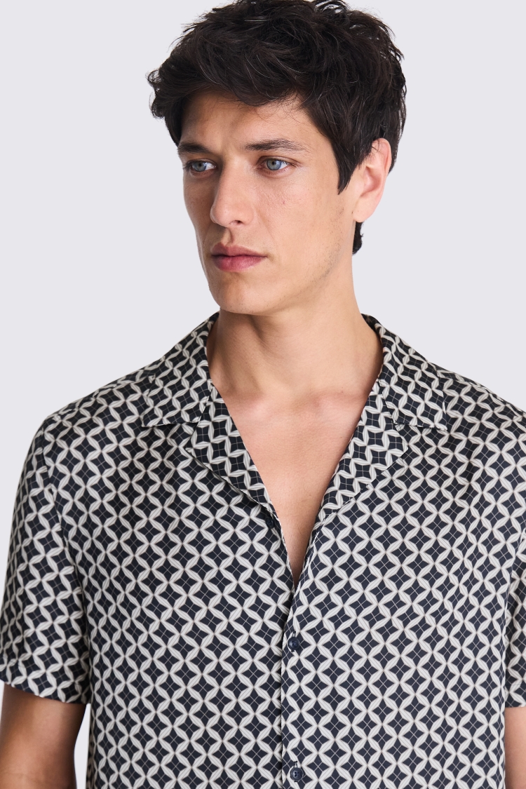Navy Geo Print Shirt   Buy Online at Moss