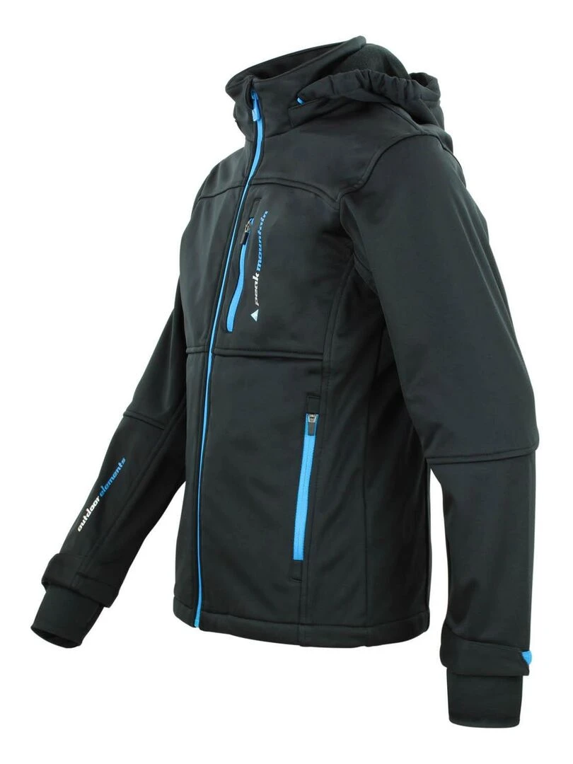Blouson softshell garçon ECANNE   PEAK MOUNTAIN   Noir Bleu