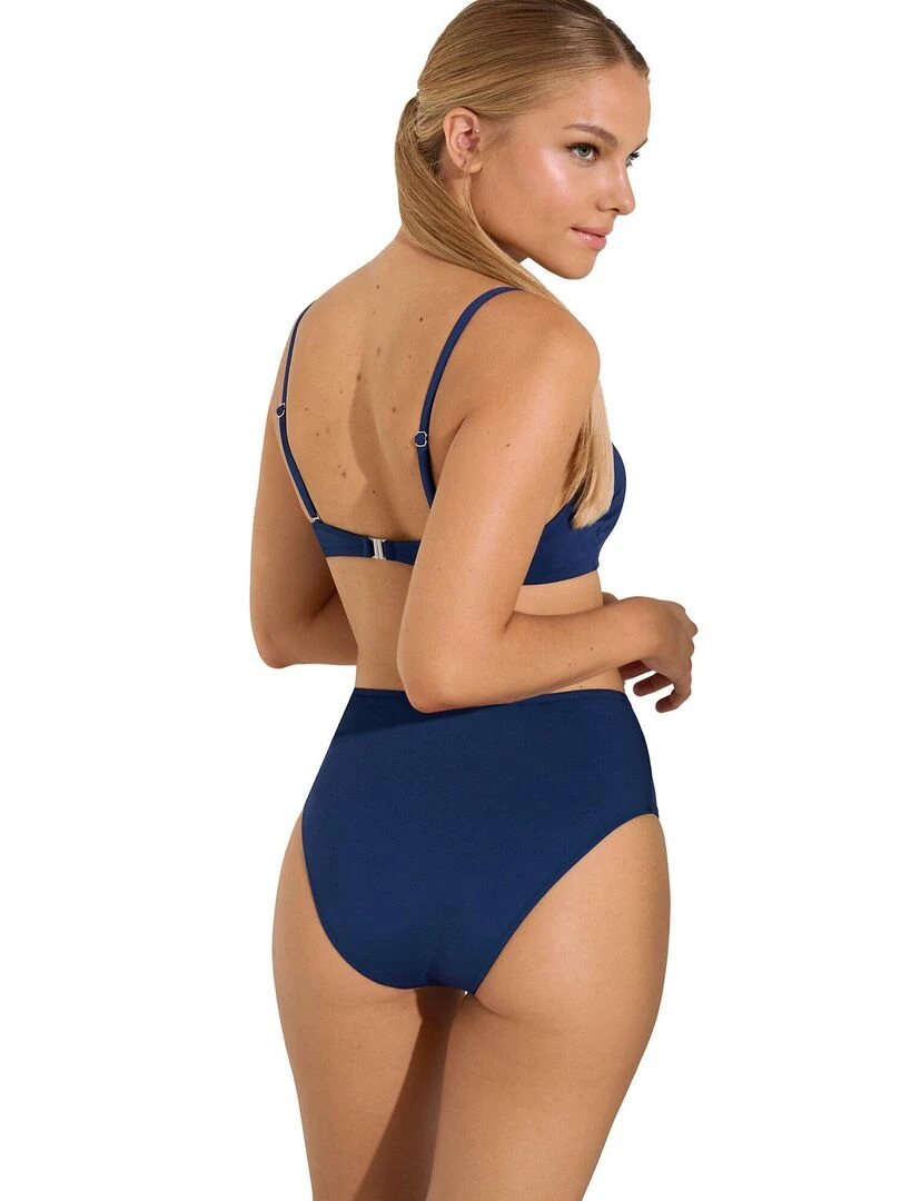 Bas maillot slip de bain échancré taille haute Palma   Bleu marine