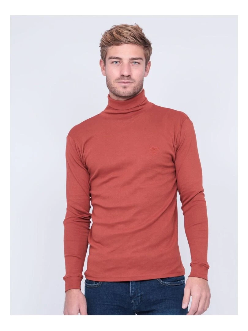 Sous pull pur coton WAREN Rouge brique