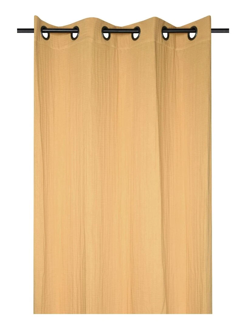 Rideau uni en viscose de bambou Jaune moutarde