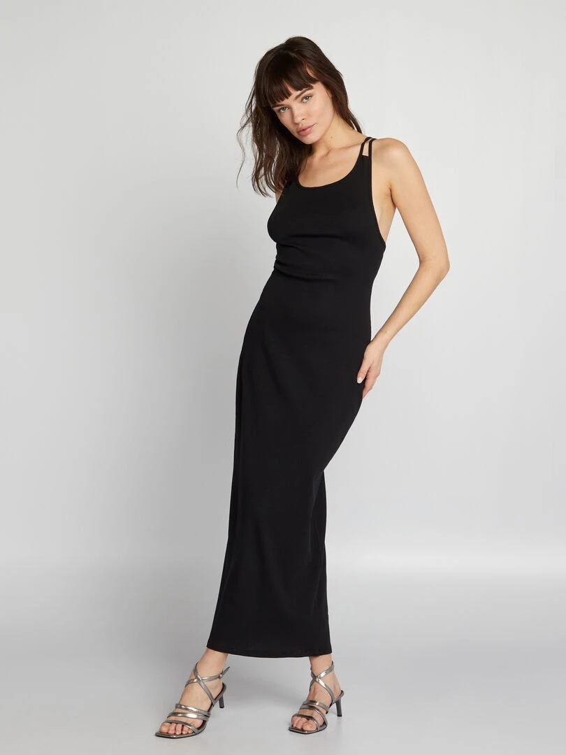 Robe en matière côtelée noir