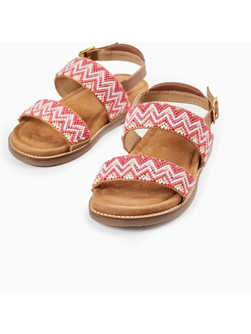 Sandales en cuir avec perles pour fille SICILIAN DAYS Vert clair