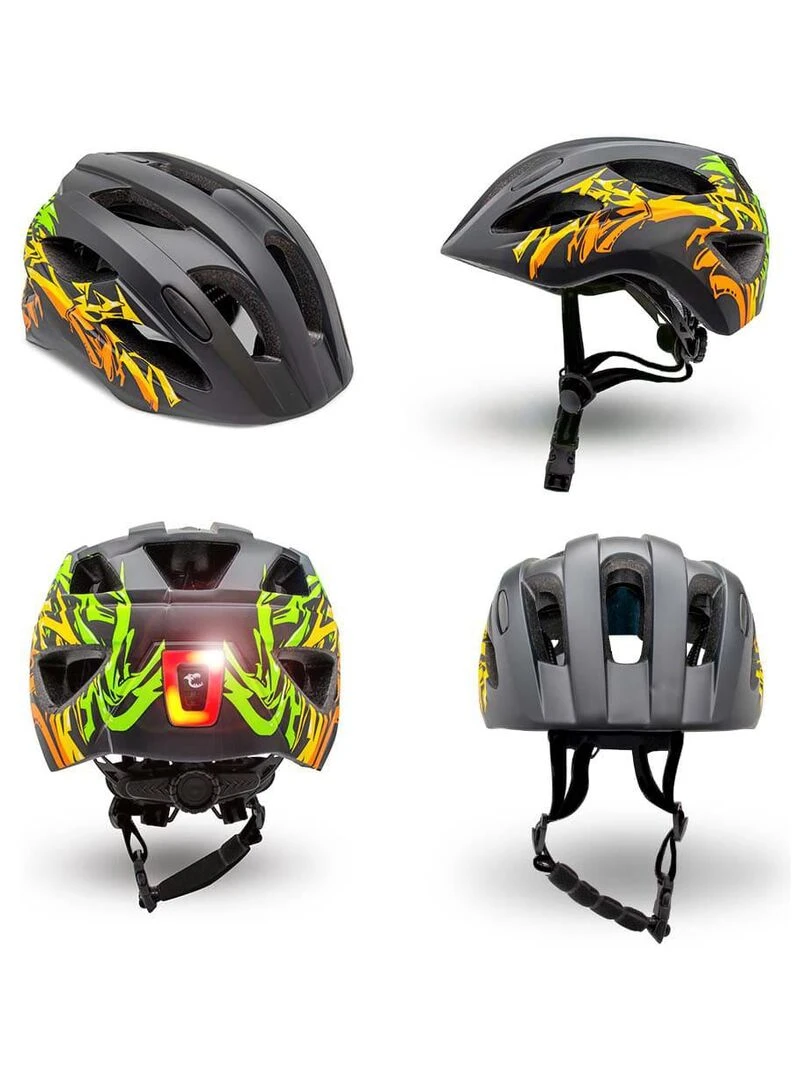 Casque de Vélo pour enfants de 6 à 12 ans Graffiti Noir Certifié EN1078 Noir Noir