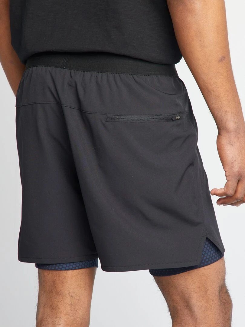 Short de sport 2 en 1   noir