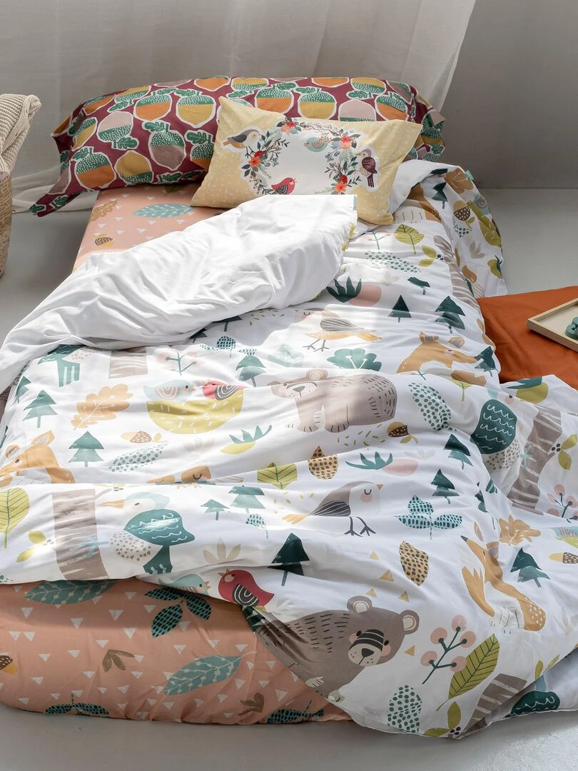 Parure housse de couette 2 pièces Harvestwood "Happyfriday"   Blanc Jaune