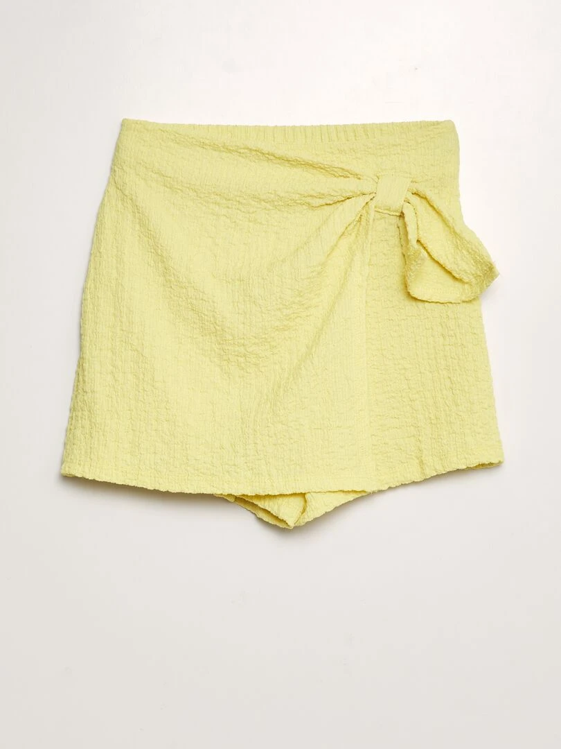 Jupe short en maille gaufrée jaune
