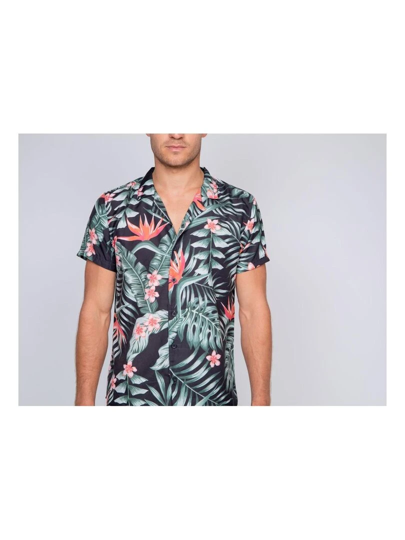 Chemise manches courtes fluide motifs DURLY   Noir
