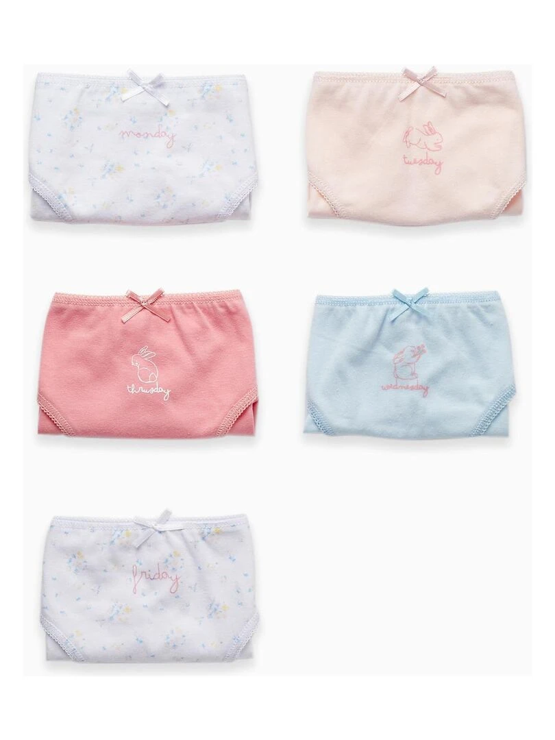 Pack 5 Culottes en Coton pour Fille 'Jours de la Semaine' ESSENTIALS LINE Multicolore
