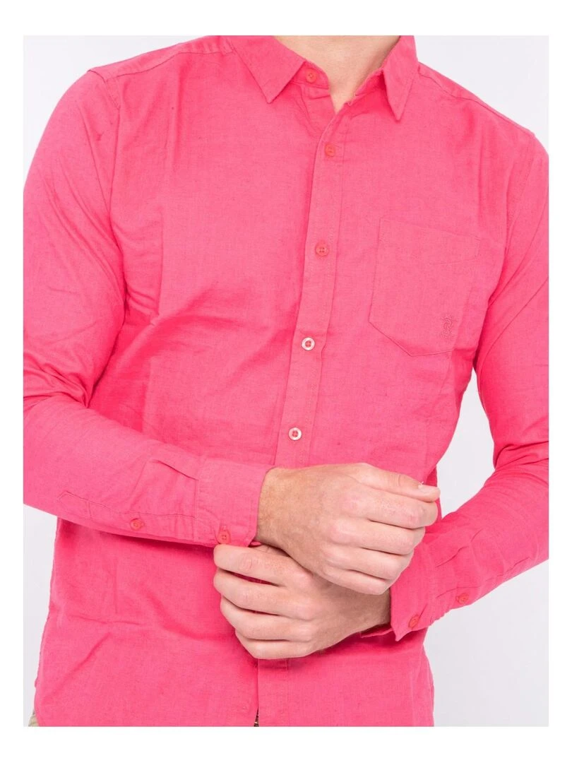 Chemise manches longues lin et coton DALICOT   Rose framboise