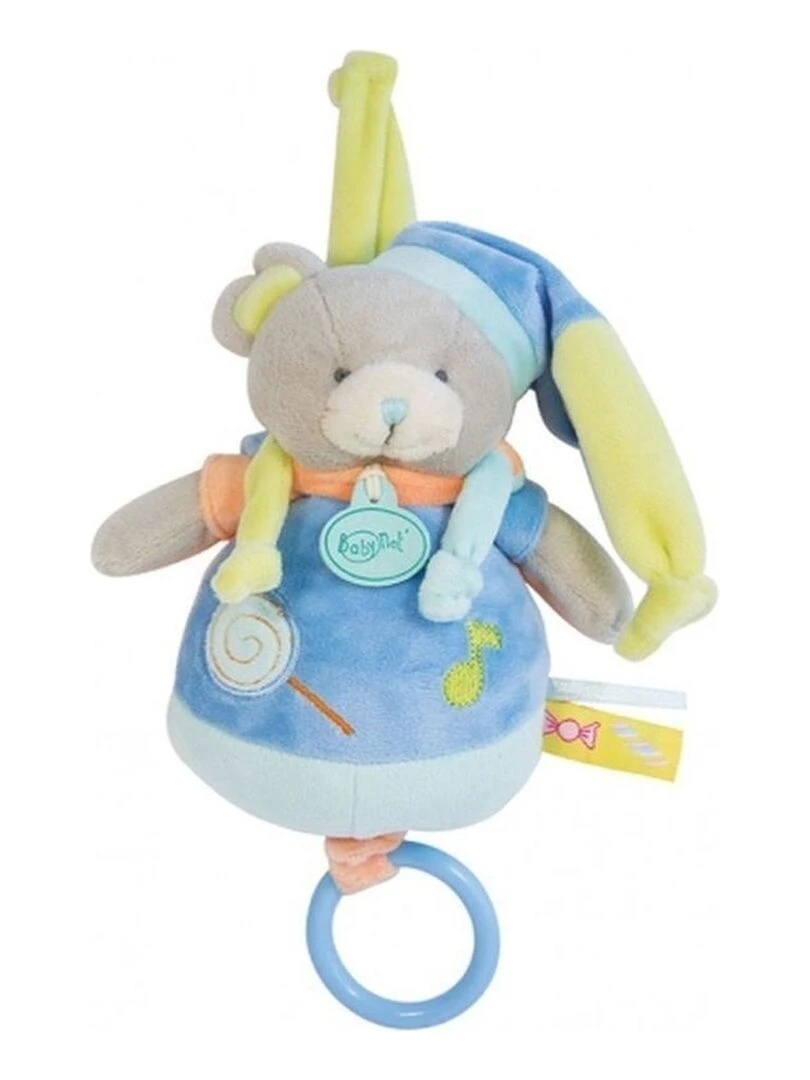 doudou Babynat Ours Bleu BN0127 Gourmandises Musical Bleu