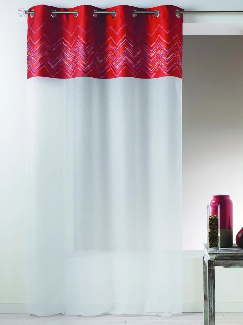 Voilage en jacquard avec parement haut "chevron" Orange