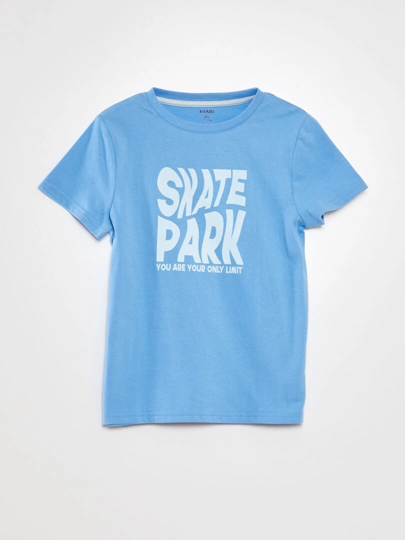 T shirt à col rond en coton Bleu