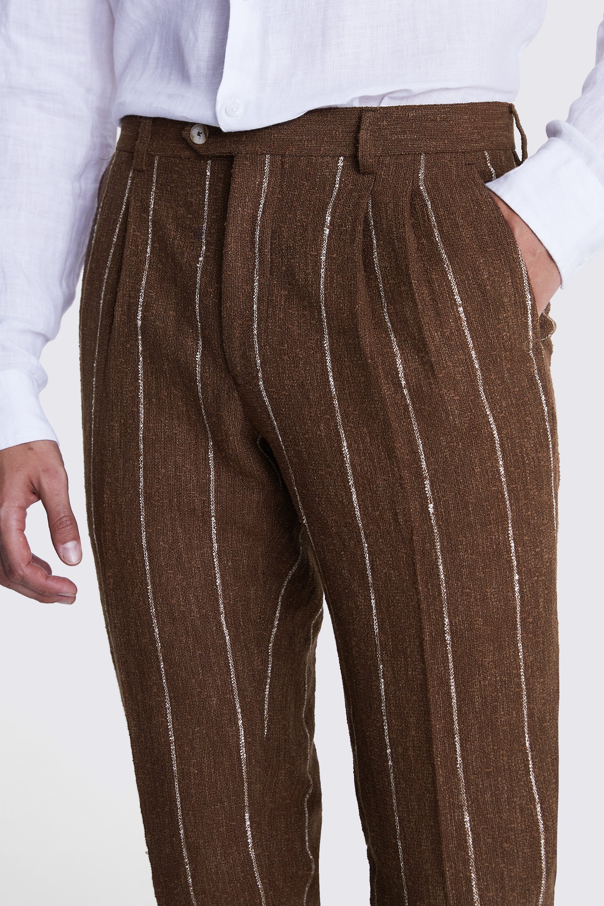 Tailored Fit Rust Linen Trousers   Buy Online at Moss