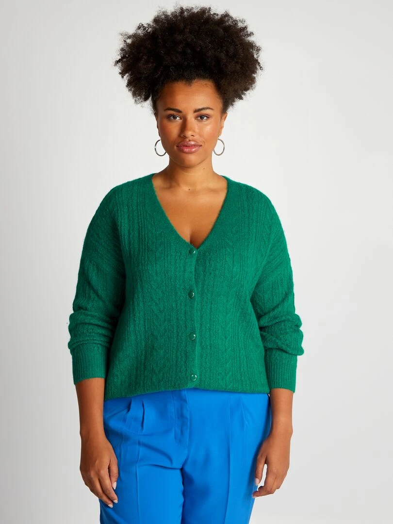 Gilet en maille tressée Vert