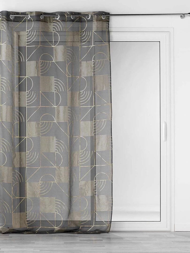 Voilage à œillets 140x240 sable métallisé Lineor anthracite or Gris