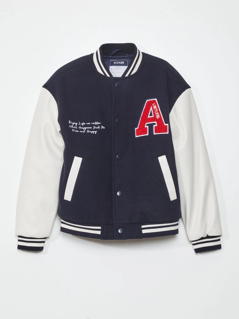 Blouson style 'campus'   Bleu