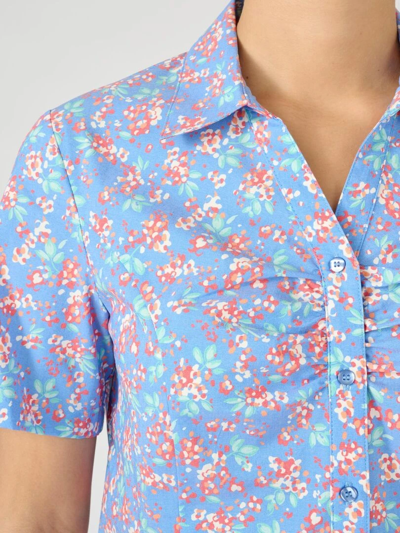 Chemisier popeline stretch   Damart   Bleu