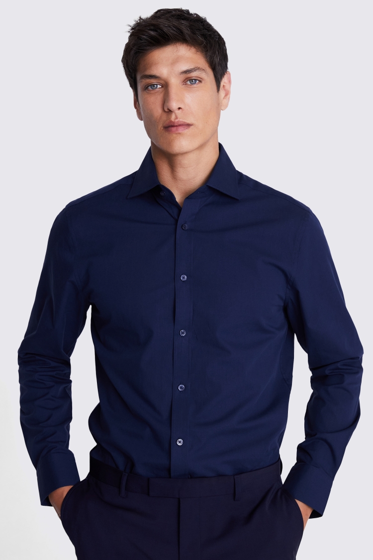 Tailored Fit Navy Poplin Shirt Buy Online at Moss