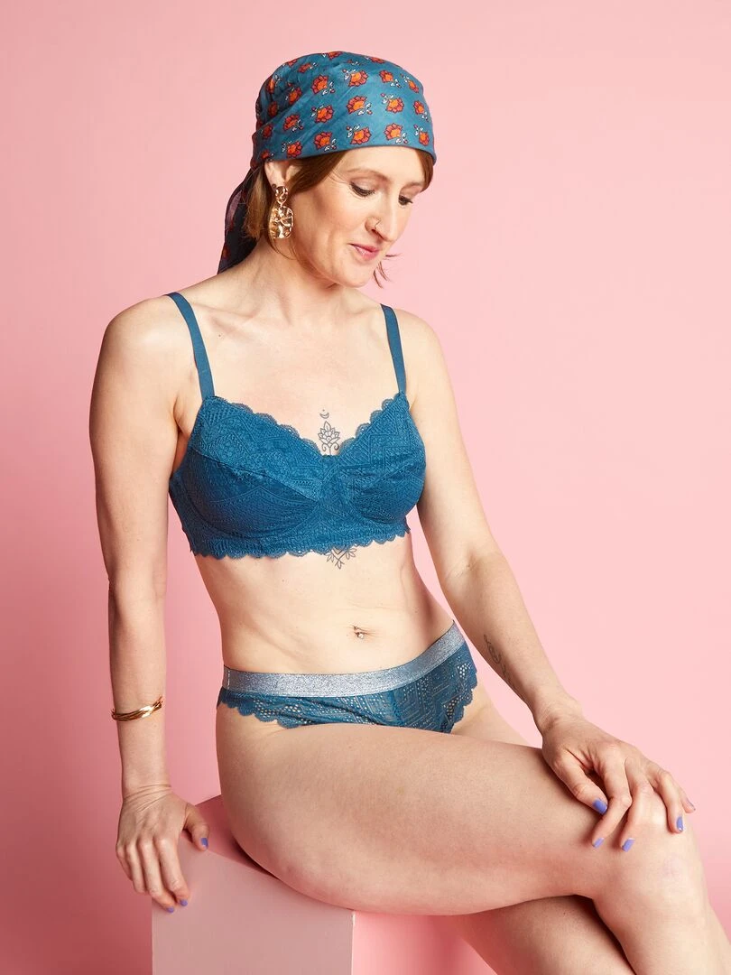 Soutien gorge post opératoire bleu