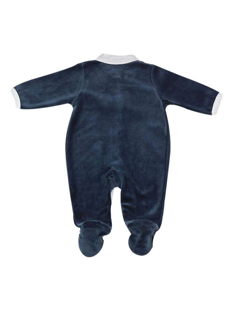 Pyjama en velours naissance   Bleu